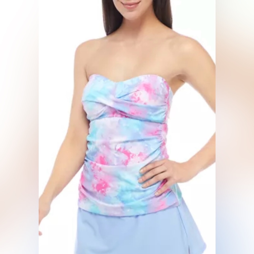 NWT Crown & Ivy Splash Tie Dye Bandeau Swim Top Size Medium